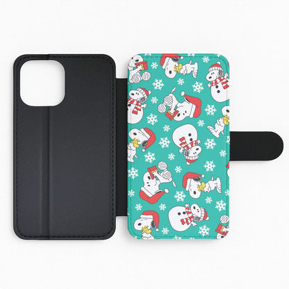 Christmas Cartoon Beagle Pattern Flip Phone Case