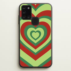 Red And Green Trippy Heart Christmas Pattern Galaxy A21s Case