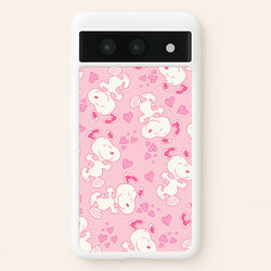 Cartoon Beagle Valentine Hearts Pattern Google Pixel 8a Case