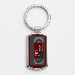 Horror Movie 7 VHS Tape Silver Metal Keyring