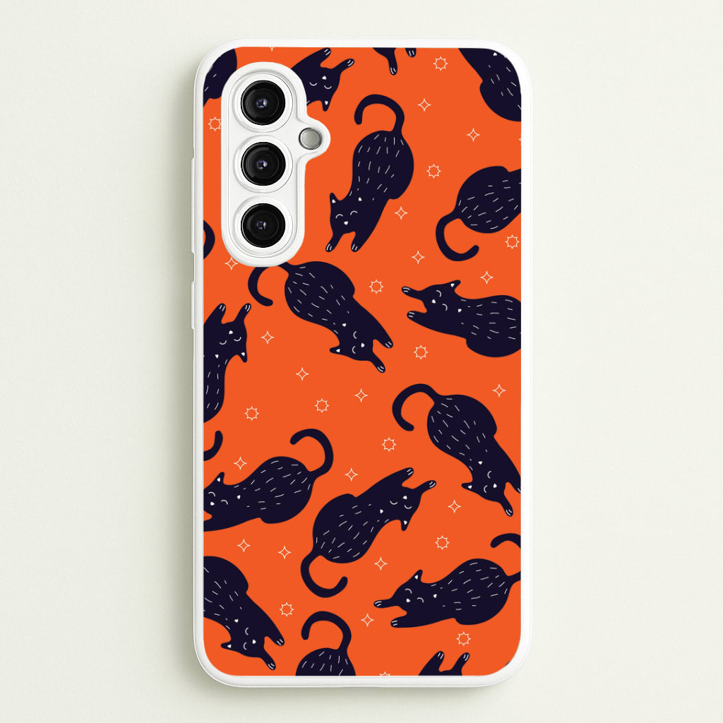 Black Cats And Stars Pattern Galaxy A14 Case