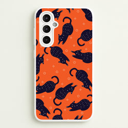 Black Cats And Stars Pattern Galaxy A14 Case