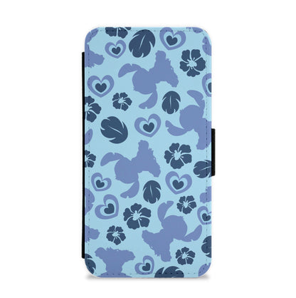 Blue Alien Silhouette Pattern Flip / Wallet Phone Case