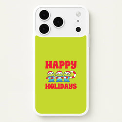 Happy Holidays Cute Green Aliens iPhone 17 Pro Max Case