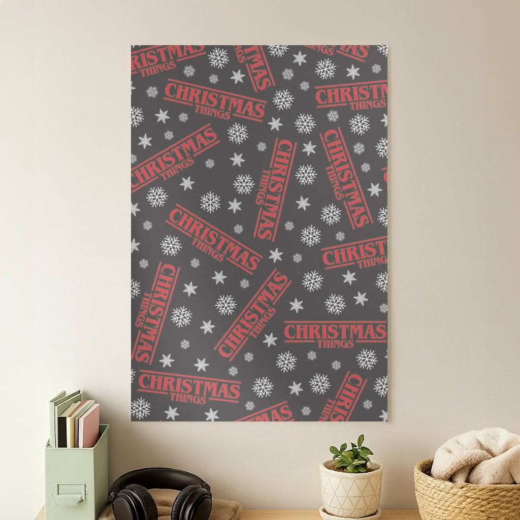 Christmas Things Snowflake Pattern Poster