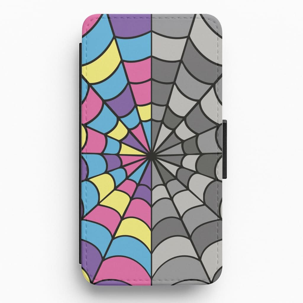 Colourful And Gray Spiderweb Flip / Wallet Phone Case