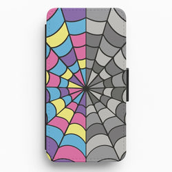 Colourful And Gray Spiderweb Flip / Wallet Phone Case