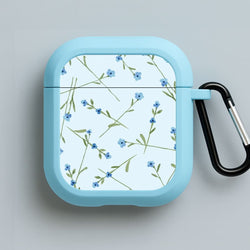 Baby Blue Floral Pattern Blue AirPods Case