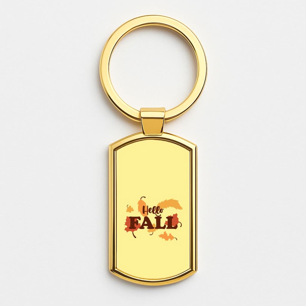 Hello Fall Gold Keyring
