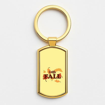 Hello Fall Gold Keyring
