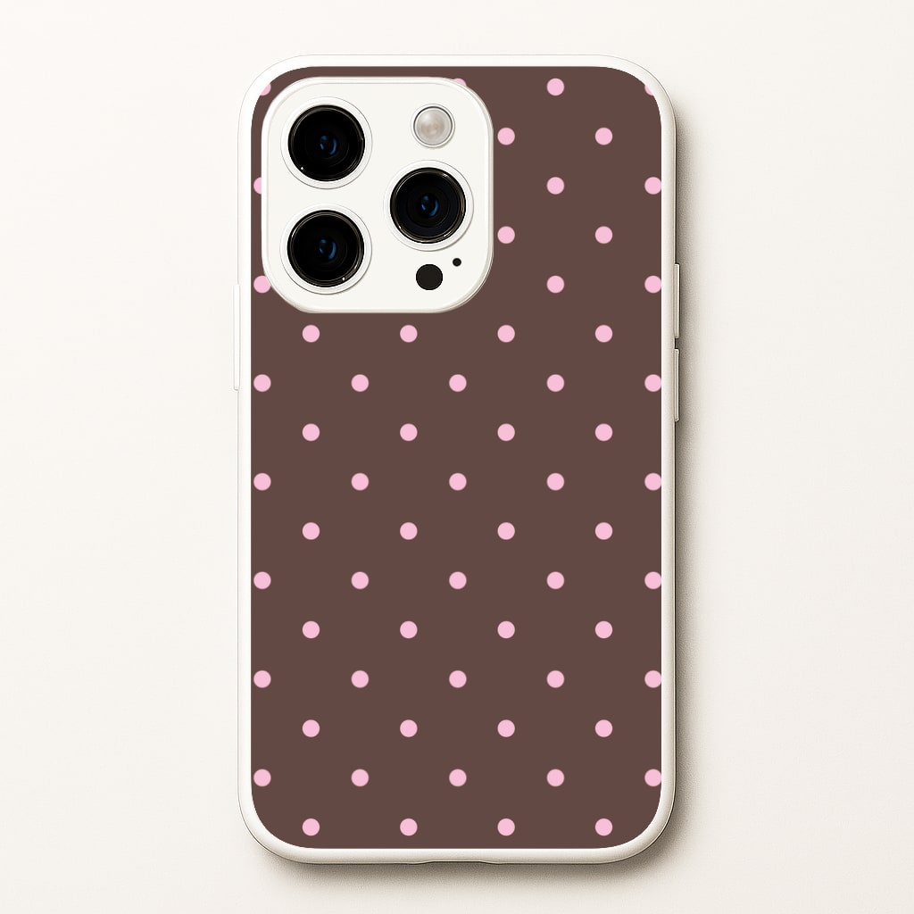 Chocolate & Strawberry Polka Dots iPhone 15 Pro Max Case