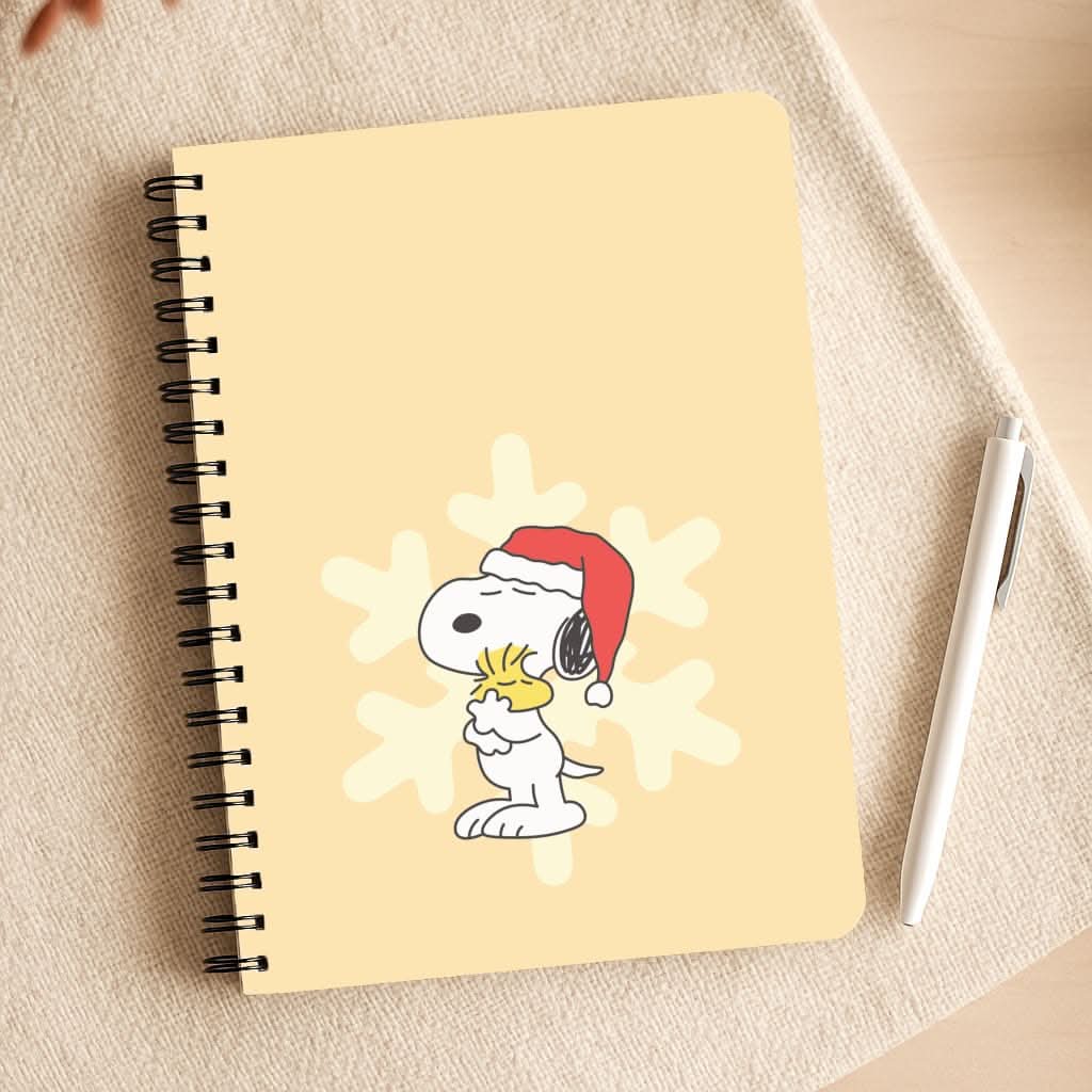 Christmas Cartoon Beagle And Bird  Notepad