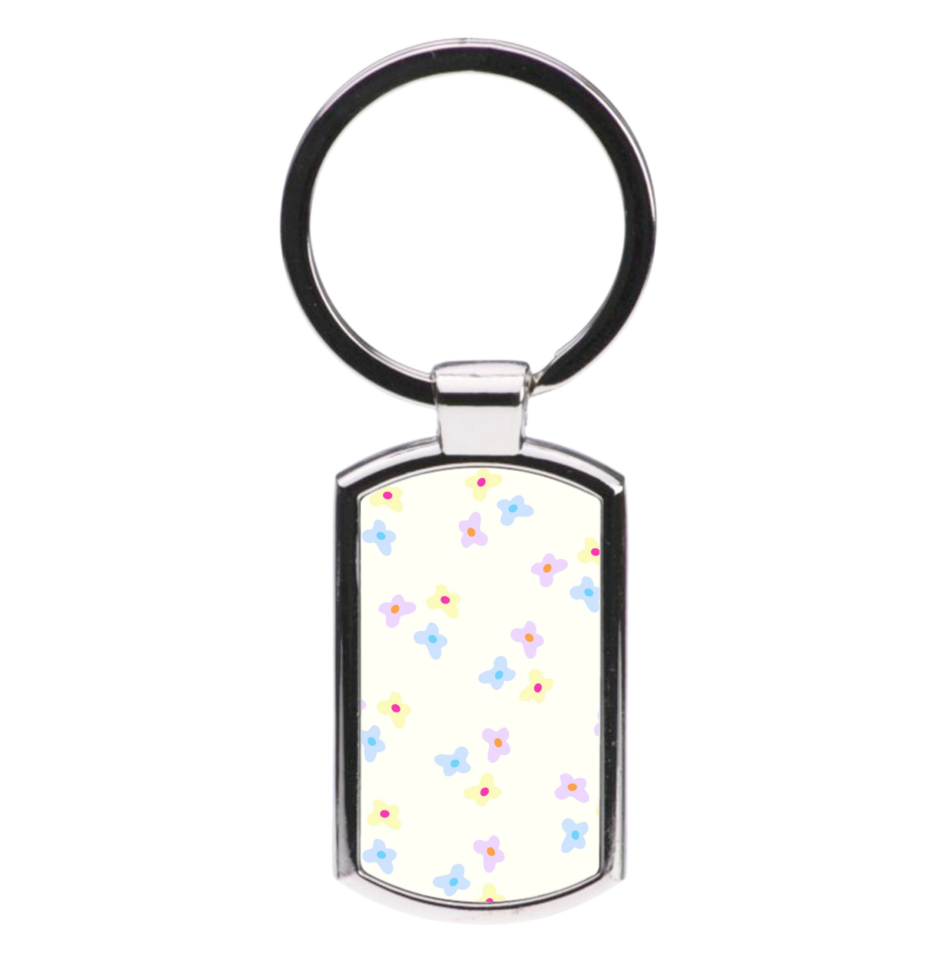 Pastel Flowers Pattern Luxury Keyring