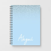 Blue Glitter Personalised Name Notebook 1