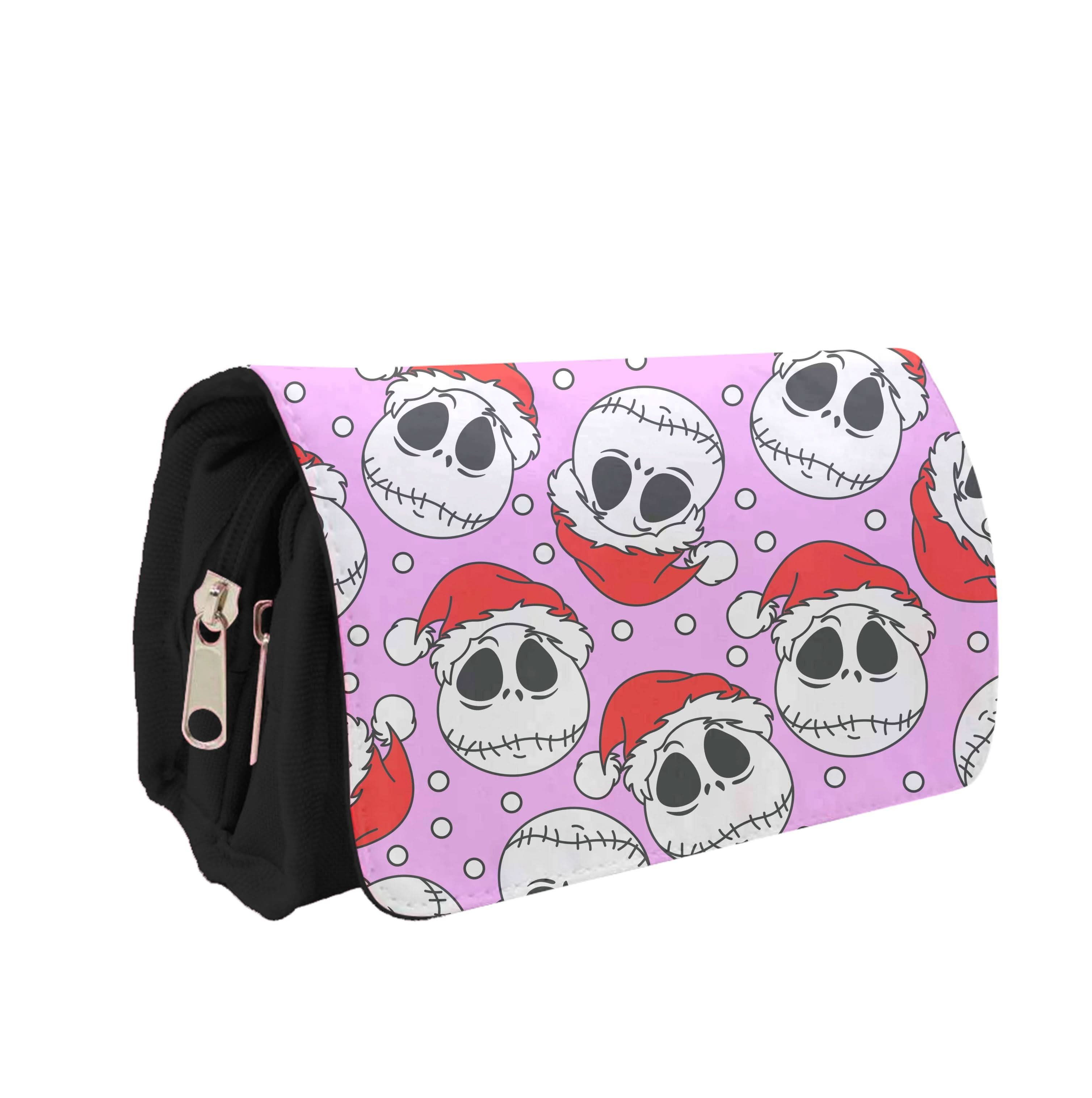 Pink Christmas Skull Pattern Pencil Case