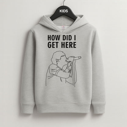 How Did I Get Here Outline Grey Kids Hoodie