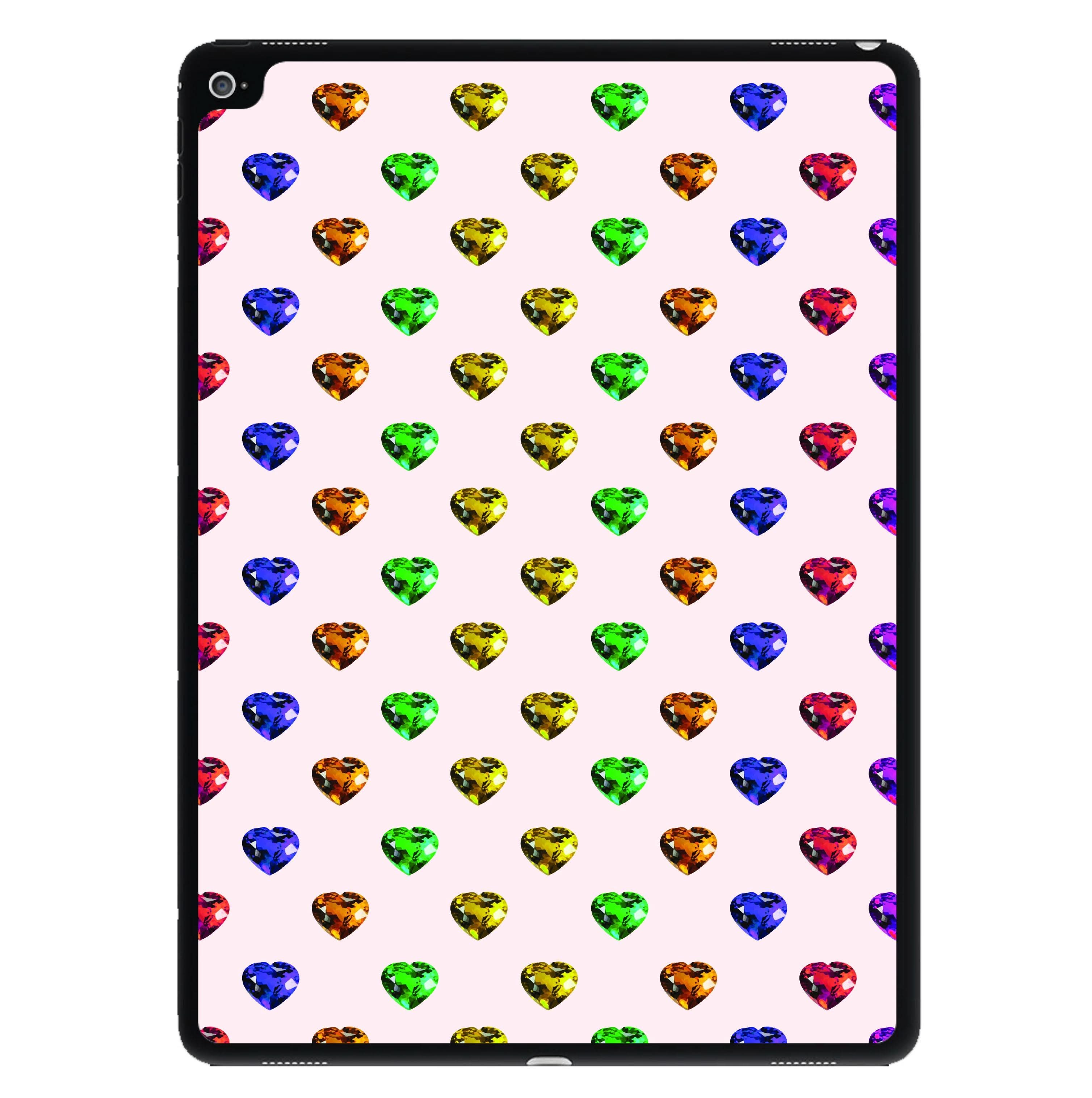 Rainbow Gem Hearts Pattern iPad Case