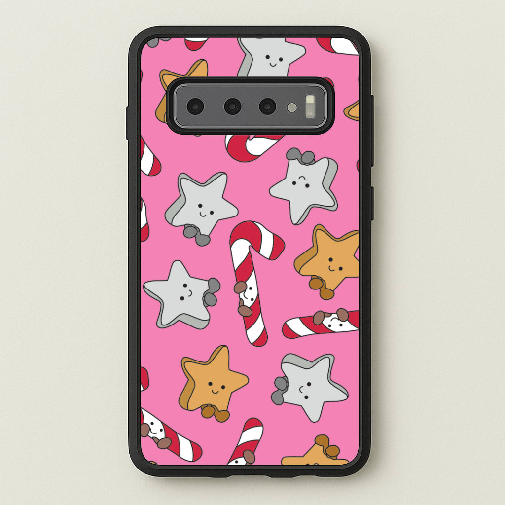 Pink Christmas Plushies Pattern Galaxy S10 Plus Case