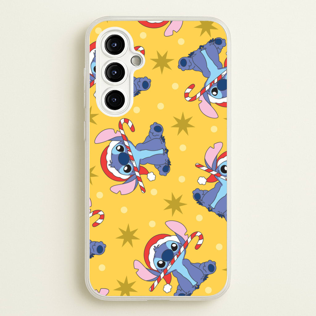 Cute Blue Alien Candycane Christmas Pattern Galaxy A54 Case