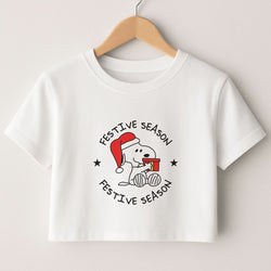 Cartoon Beagle Festive Season Crop Top