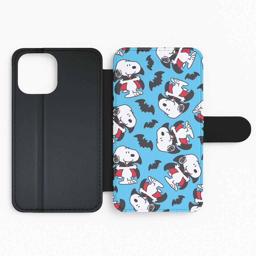 Cartoon Beagle Vampire And Bats Pattern Flip Phone Case