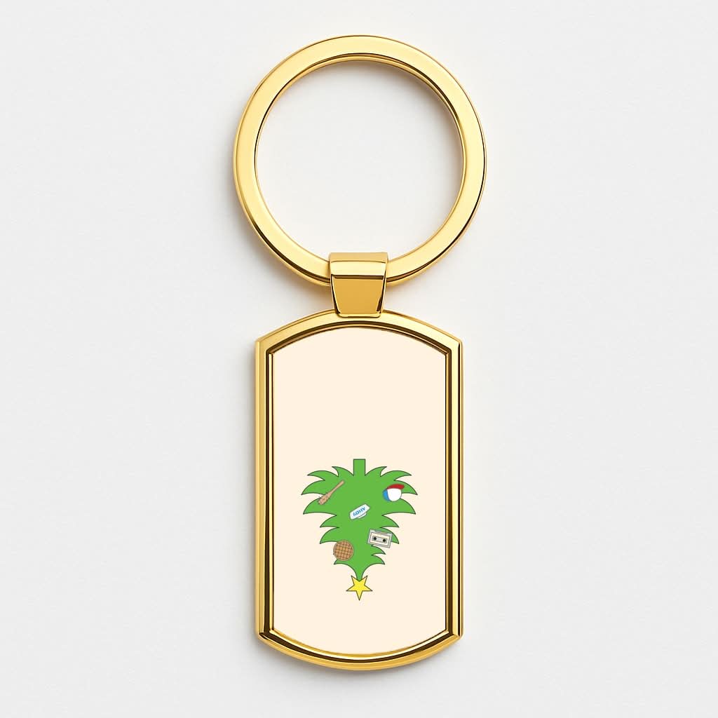 Upside Down Christmas Tree Gold Keyring