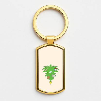 Upside Down Christmas Tree Gold Keyring