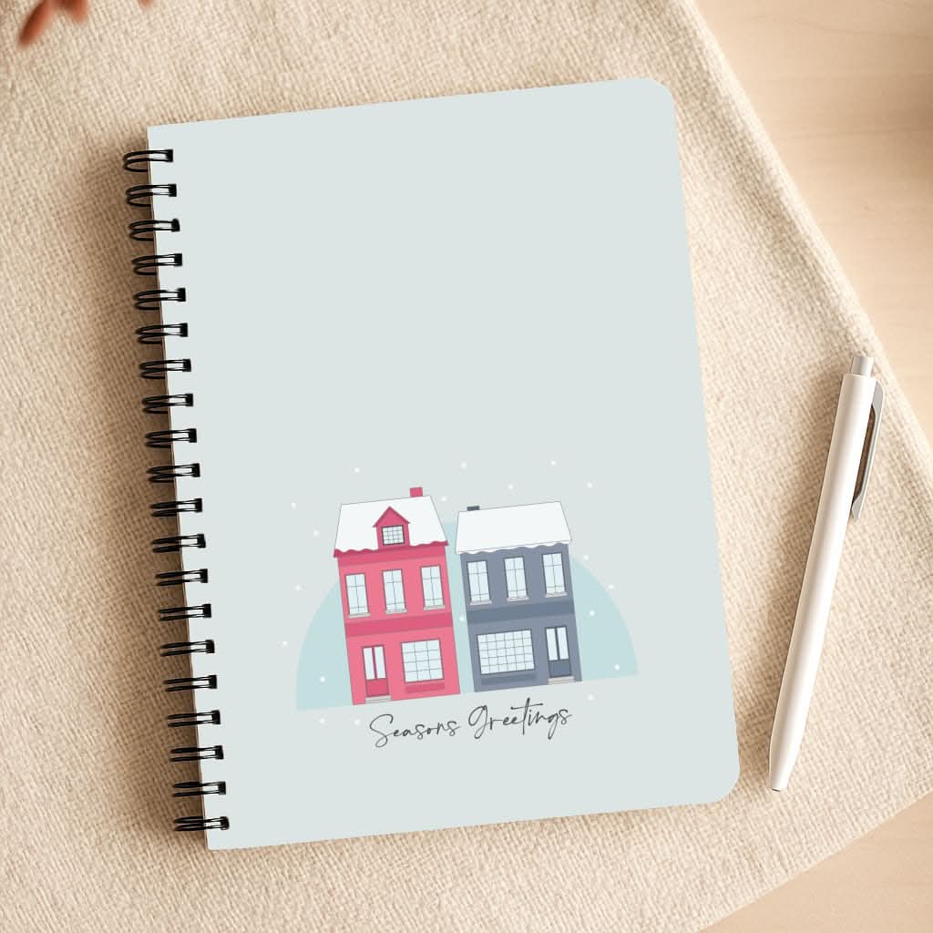 Seasons Greetings Winter Townhouses Notepad