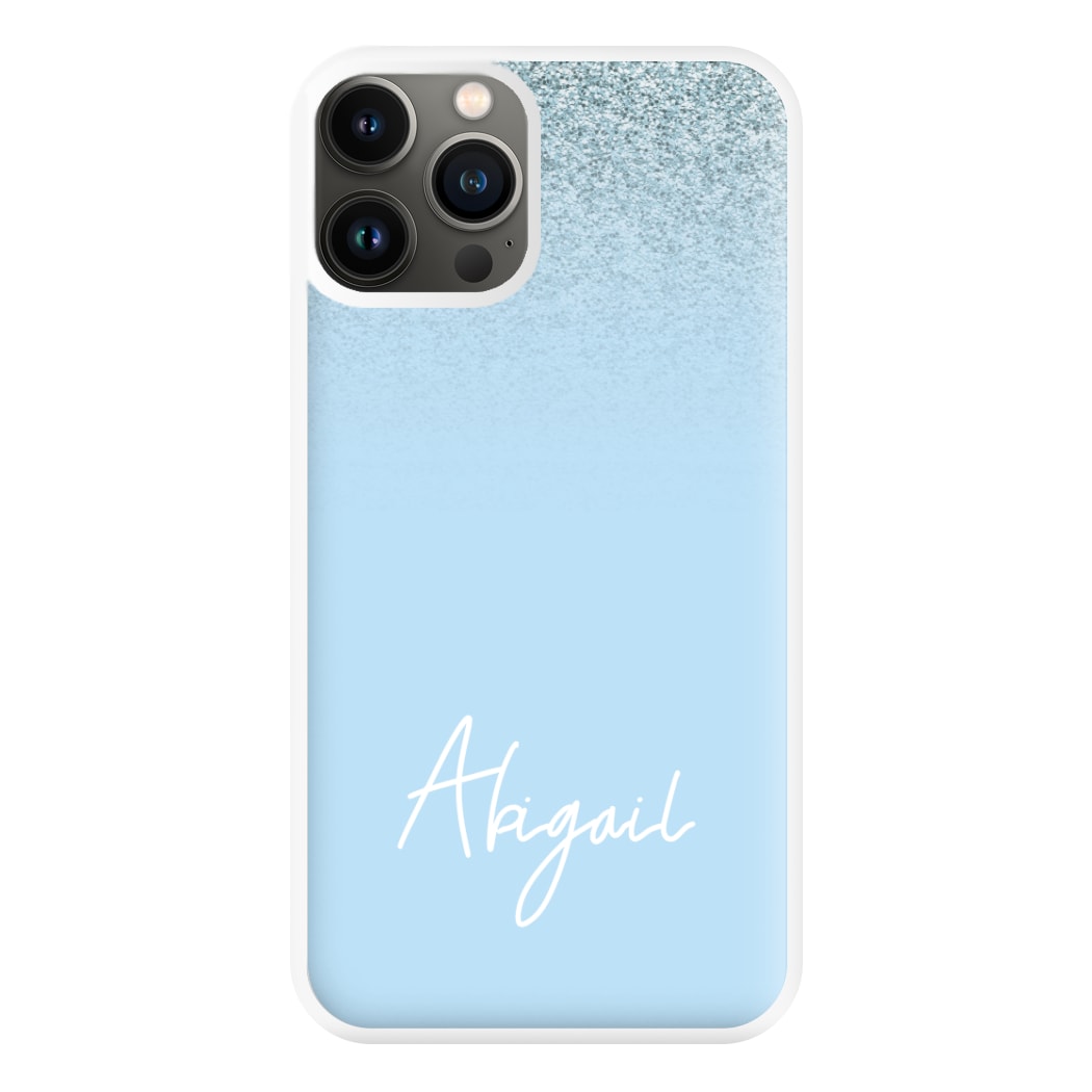 Blue Glitter Personalised Name iPhone 13 Pro Case