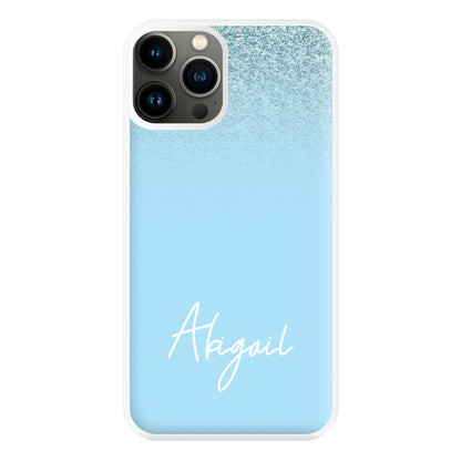 Blue Glitter Personalised Name iPhone 13 Pro Max Case