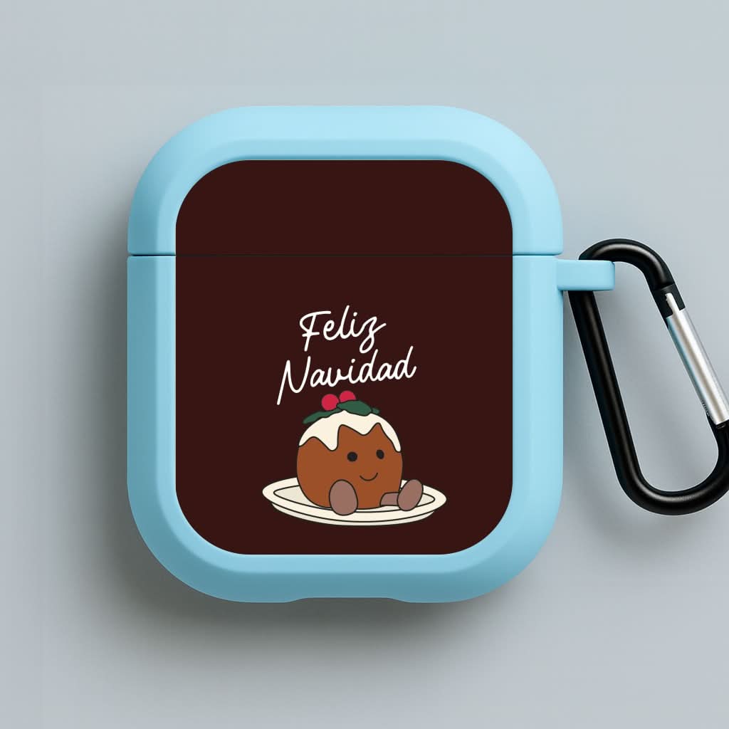 Christmas Pudding Plush Blue AirPods Case
