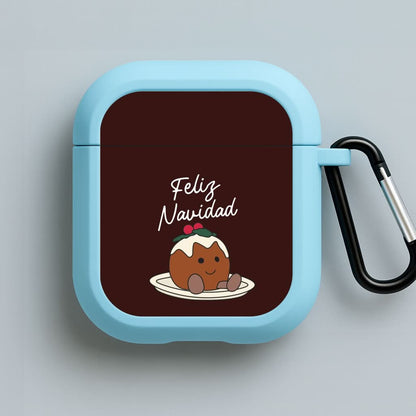 Christmas Pudding Plush Blue AirPods Case