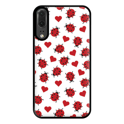 Ladybugs And Hearts Pattern Huawei P20 Case