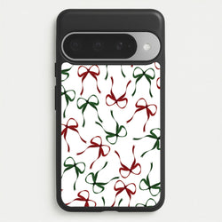 Red And Green Coquette Christmas Bows Pattern Google Pixel 10 Pro XL Case