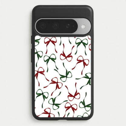 Red And Green Coquette Christmas Bows Pattern Google Pixel 10 Pro XL Case