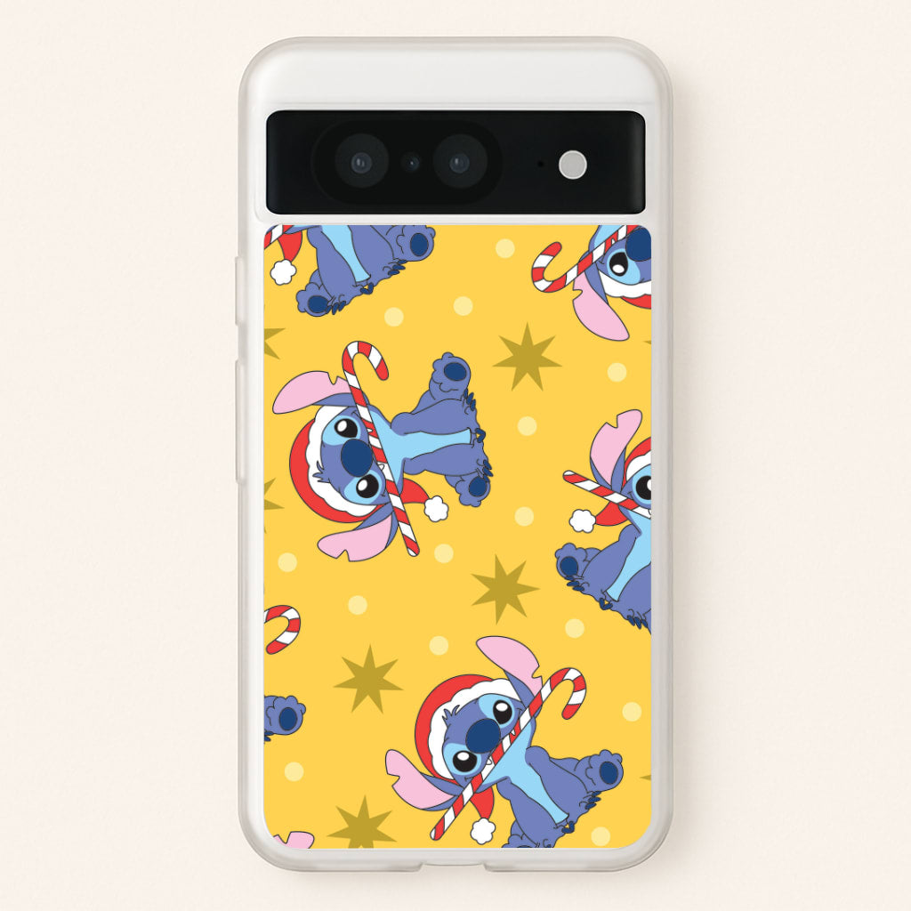 Cute Blue Alien Candycane Christmas Pattern Google Pixel 8 Case