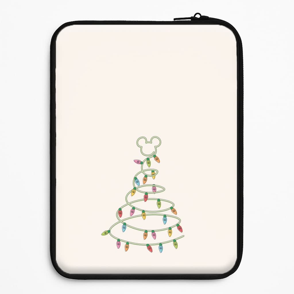 Cartoon Mouse Christmas Tree Lights Laptop Sleeve