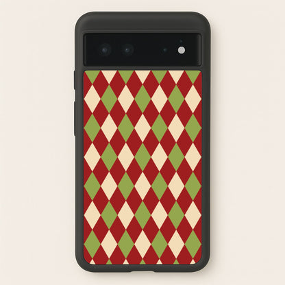 Red And Green Argyle Christmas Pattern Google Pixel 6 Case