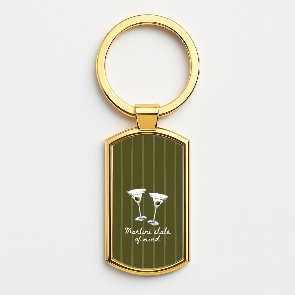 Martini State Of Mind Gold Keyring