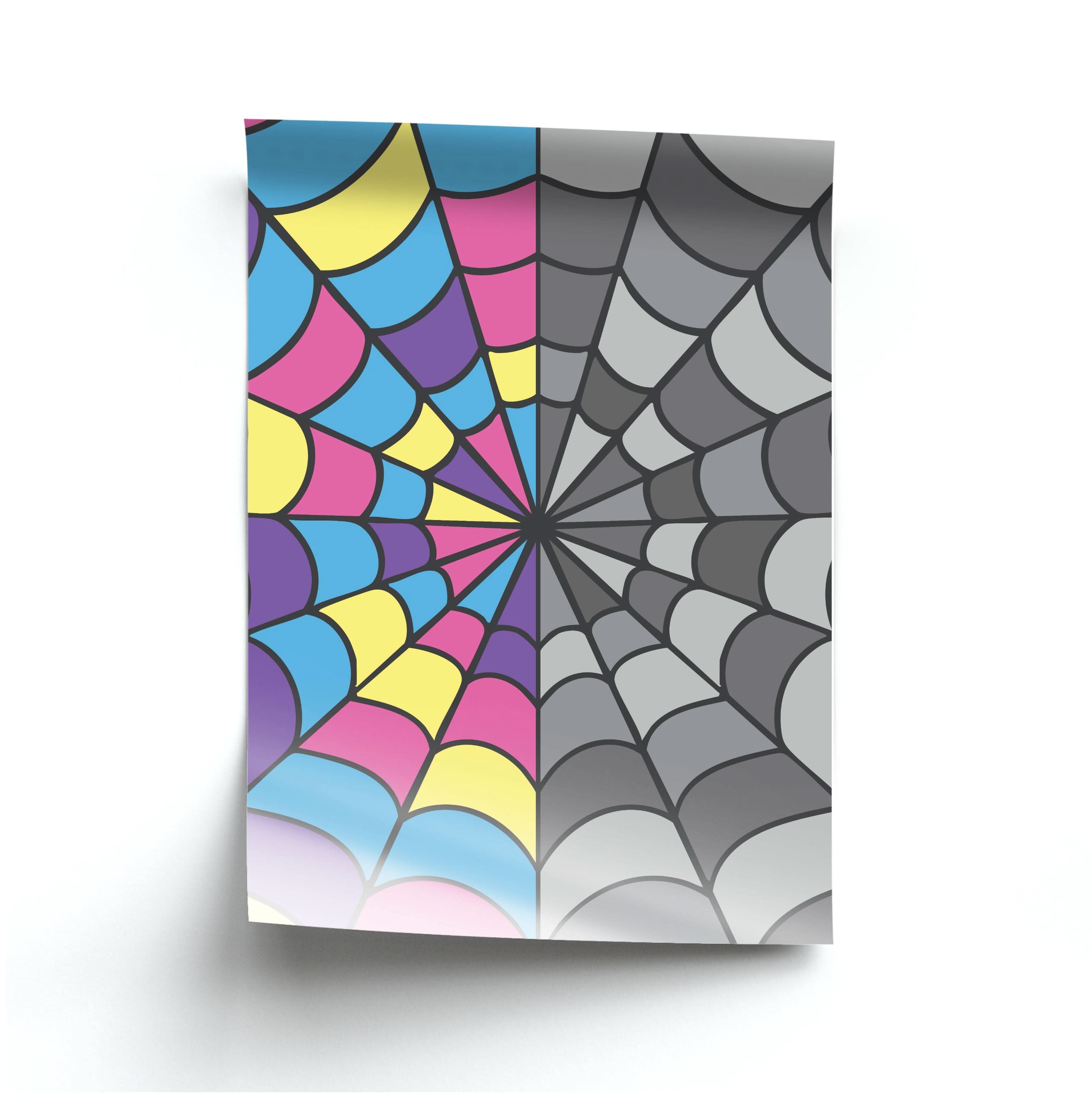 Colourful And Gray Spiderweb Poster