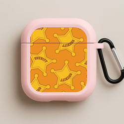 Sheriff Badge Pattern Pink AirPods Case