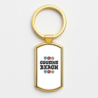 Cartoon Cousins Beach Gold Keyring