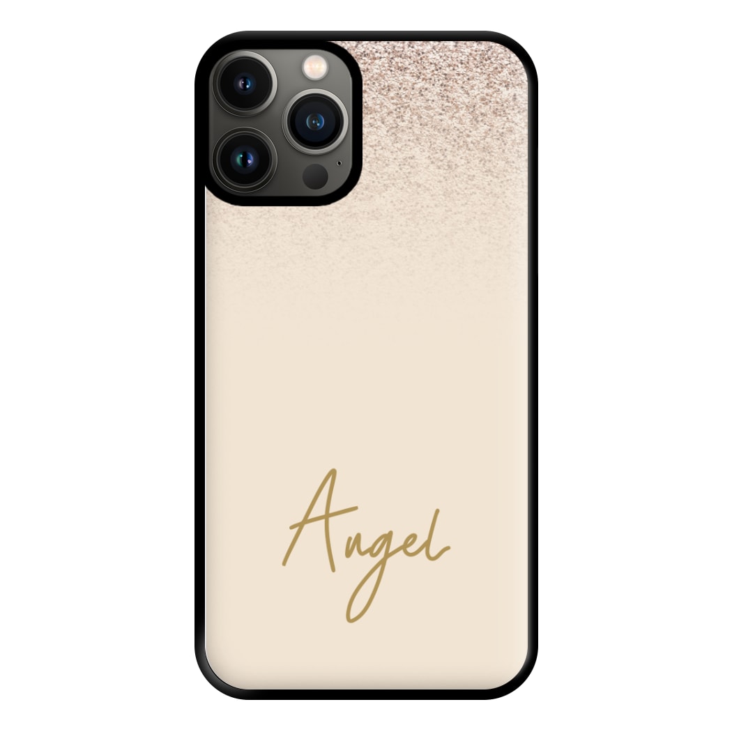 Peach Glitter Personalised Name iPhone 13 Pro Case