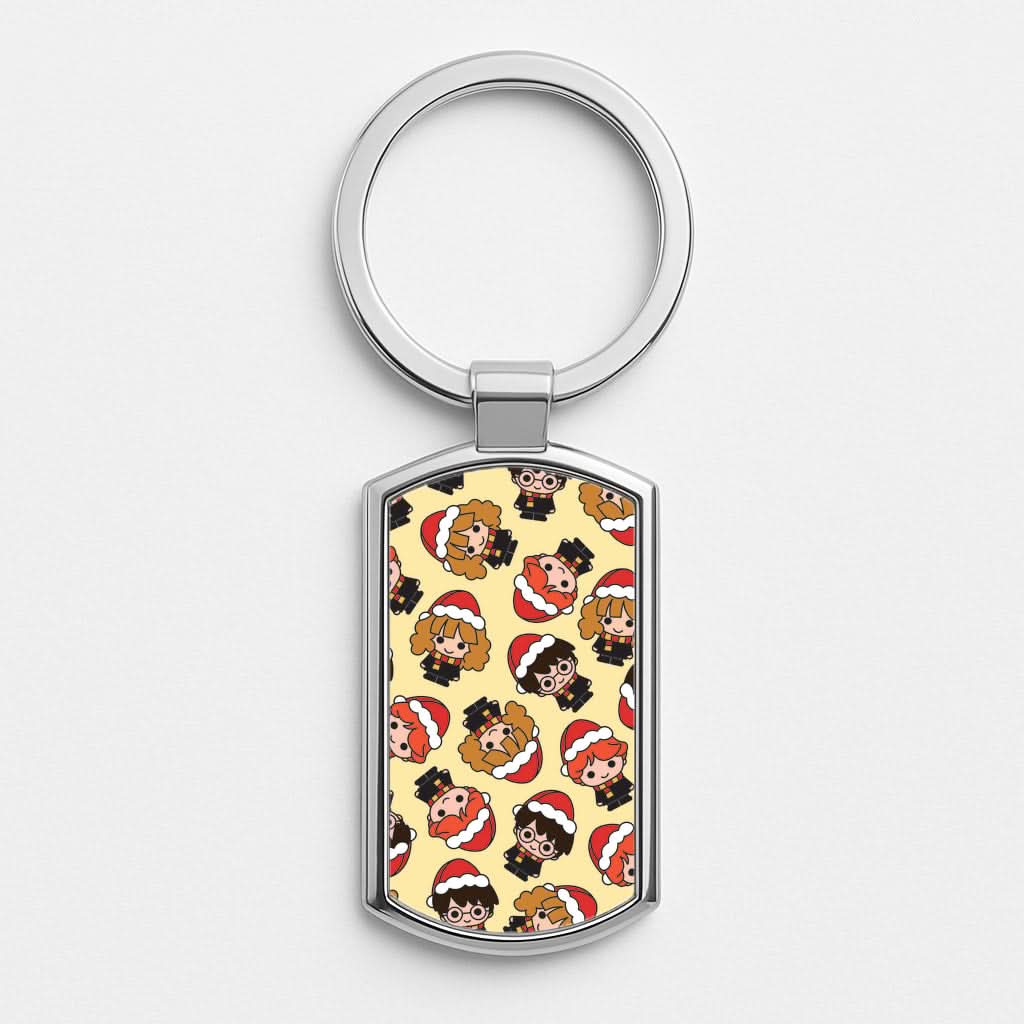 Wizards With Christmas Hats Pattern Luxury Keyring