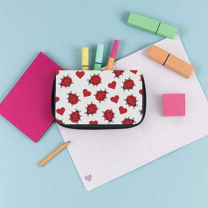 Ladybugs And Hearts Pattern Pencil Case