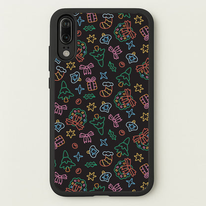 Neon Christmas Icons Pattern I Huawei P20 Case
