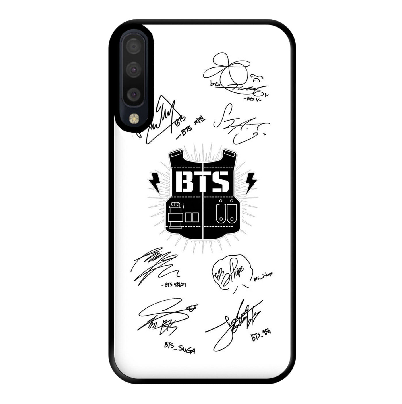 White BTS Army Logo and Signatures Phone Case