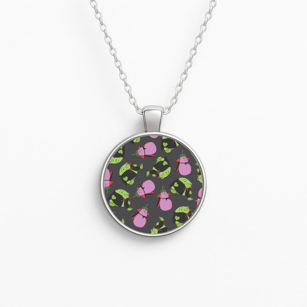 Vampire Frogs And Vegetables Pattern - Halloween Necklace