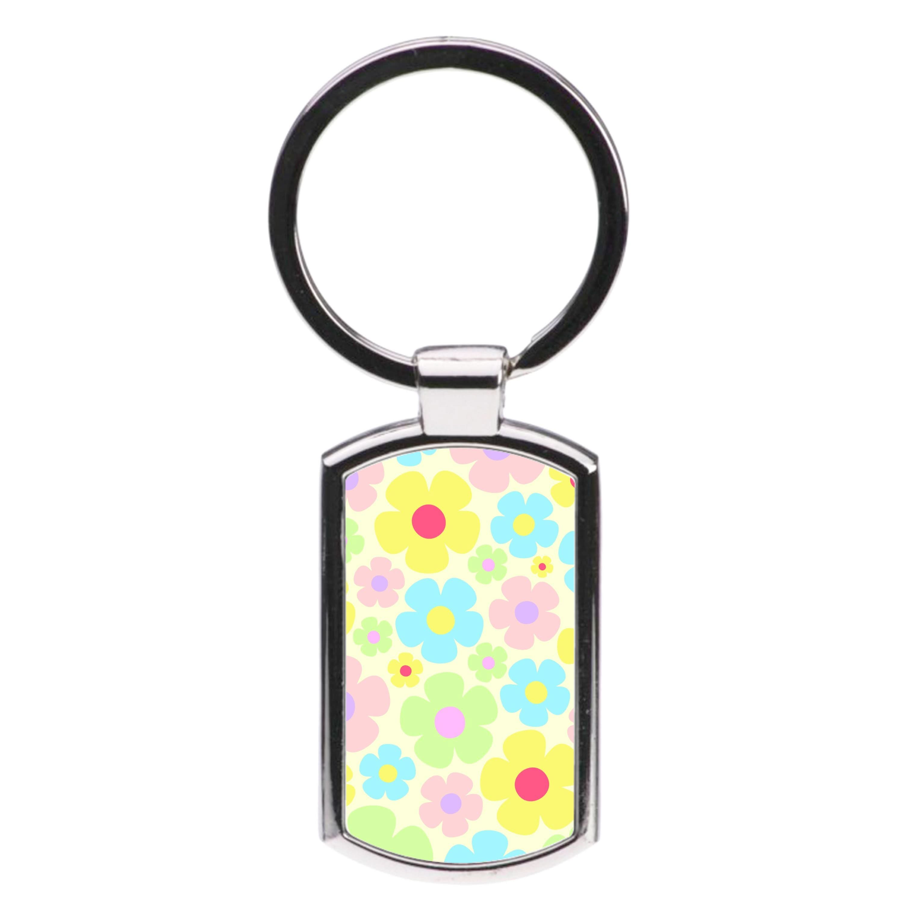 Rainbow Flowers Pattern Luxury Keyring