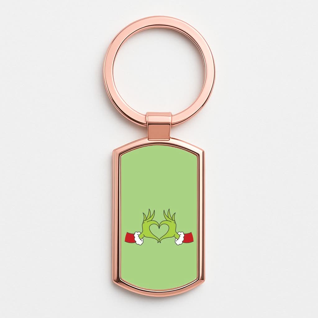 Christmas Green Heart Rose Gold Keyring